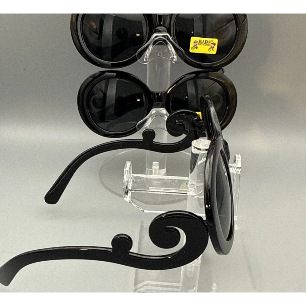 4 pair KIDS SIZE OVERSIZED EXAGGERATED SUNGLASSES Funky Round Black Frames-Party